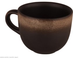 Koffiemok Cappuccinokop - Keramiek Mok - Genieten van Koffie - Handgemaakt Decor - 0.35 Liter - Bruin