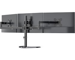 Drievoudige monitorstandaard - Schermhouder bureau - Ergonomisch werken - Vrijstaande scharnierende armen - Tot 27 inch - Zwart