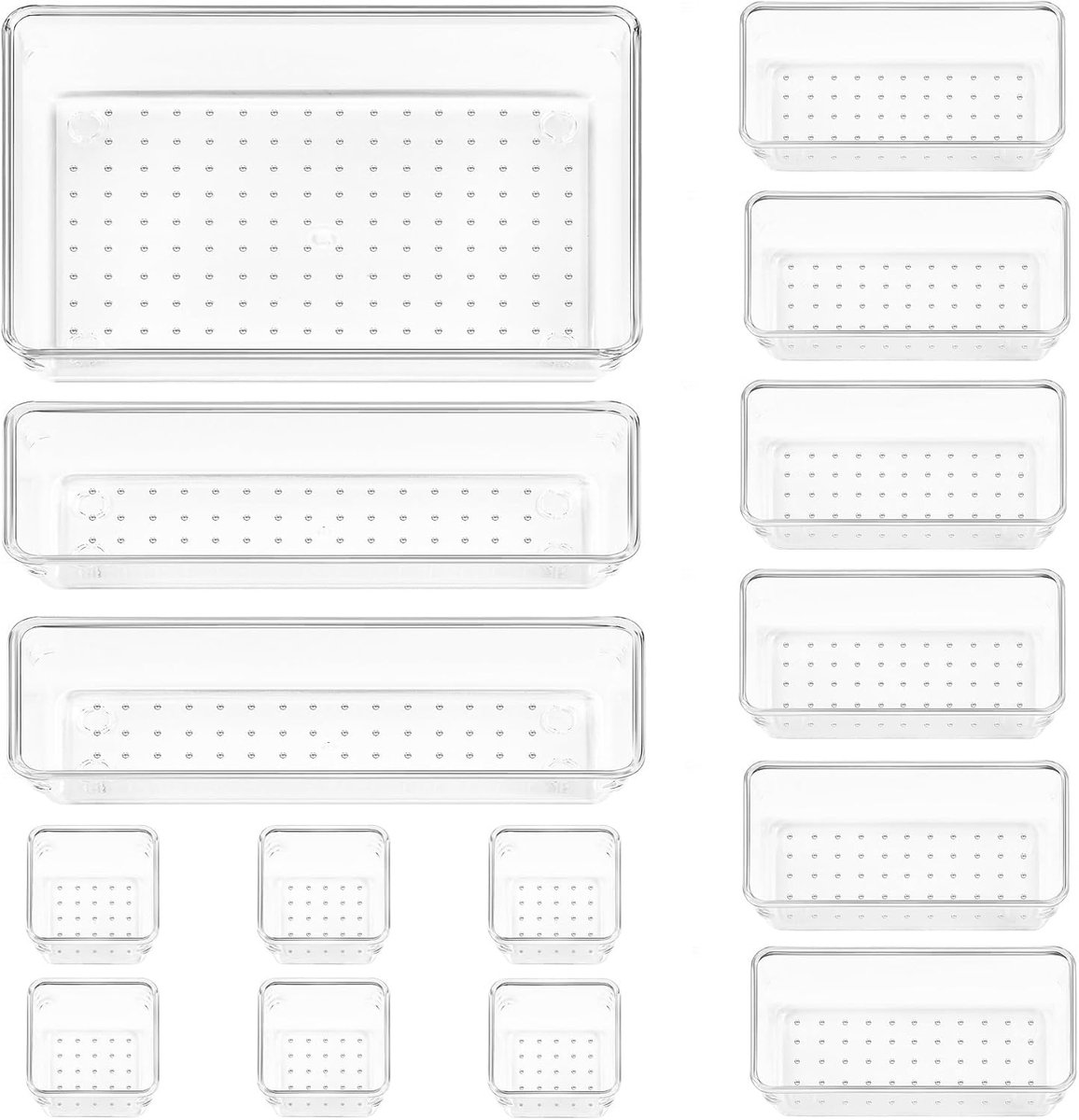 Lade-Opbergsysteem 15-Delige Set in 4 Maten - Doorzichtige Kunststof Lade Organizer voor M