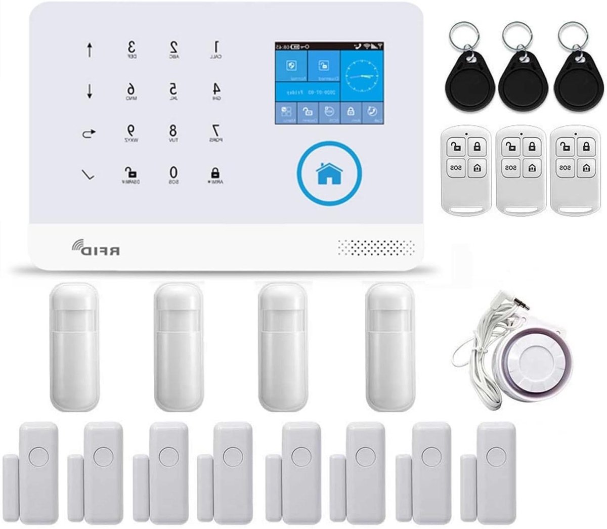 Huisbeveiligingsalarm - GSM Alarmsysteem - Inbraakdetectie Thuis - App Bediening - 10cm Set - Wit