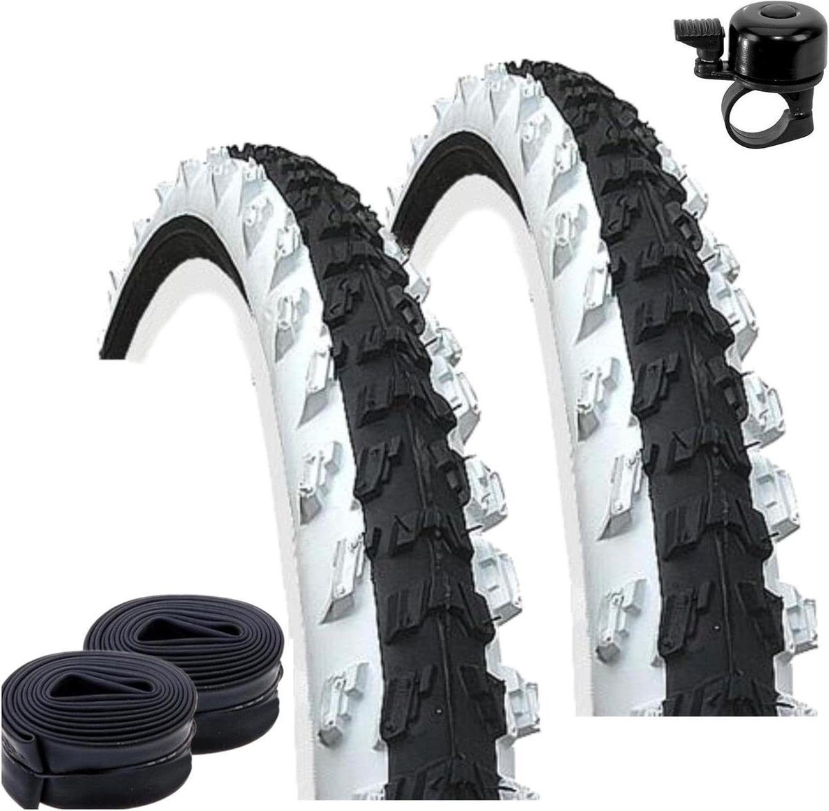 Fietsbanden Set - MTB Banden - Mountainbiken - Inclusief Binnenbanden - 24 inch - Zwart Wit