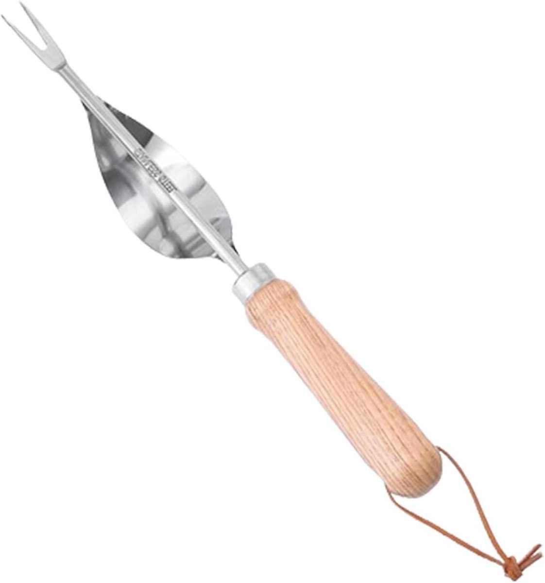 Handmatige Onkruidsteker - Grasstarter Tuin - Onkruid Verwijderen - V-vormige Vork - 35 cm - Houtkleurig