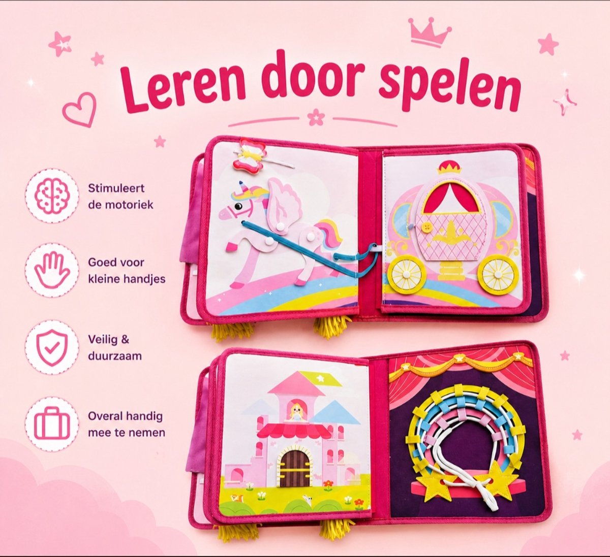 Baby Sonrisa Montessori Activiteitenboek Roze - Educatief Speelgoed Voor Meisjes Vanaf 1 Jaar - Speelgoed - Cadeau Meisje - Kleur Roze — afbeelding 3
