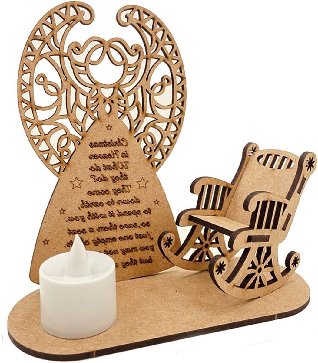 Kerst Kaarsenhouder - Houten Ornament - Kerst Decoratie - Ingebouwde LED - DIY Montage - Houtkleur
