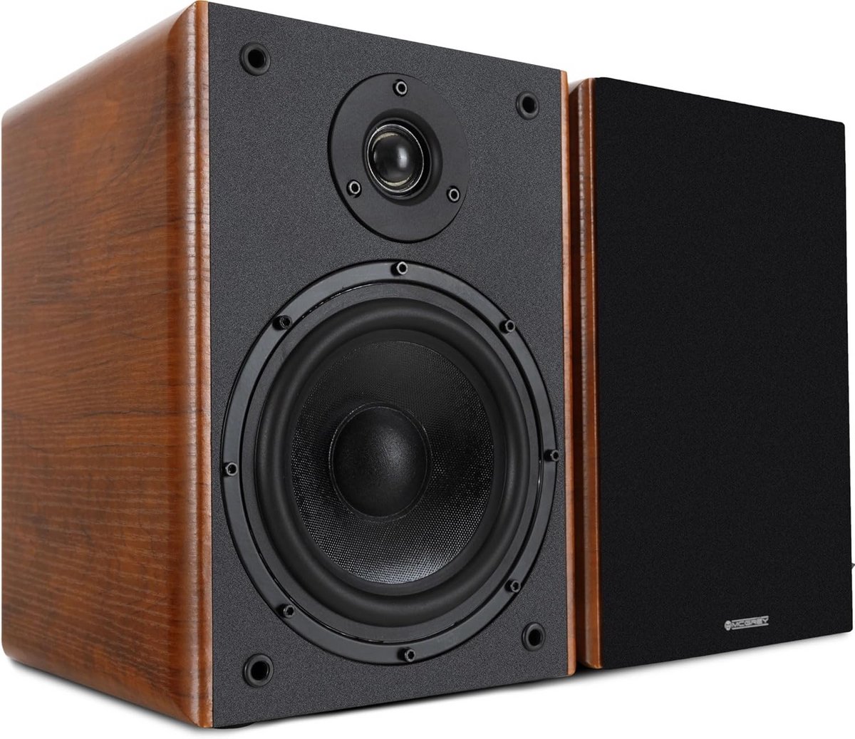 McGrey BSS-365 BN 6.5" HiFi Bookshelf speakers - 1 pair of compact HiFi boxes - Maximum load capacity up to 60 watts (RMS) - 2-way system - 6.5" woofer + 1.0" tweeter - Brown wood look