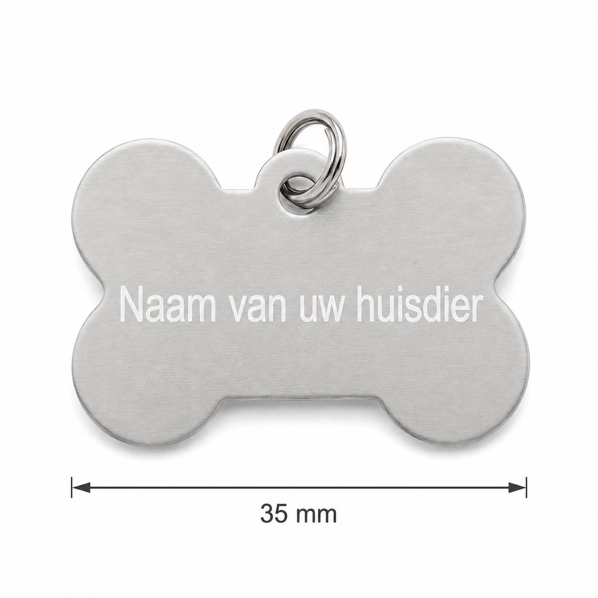 Gepersonaliseerde huisdier naamplaatje voor hond en kat – Botvormige dierenpenning van geanodiseerd aluminium – Hondenpenning kattenpenning met gravure – Naam, telefoonnummer en adres – 35 mm – Zilverkleurig