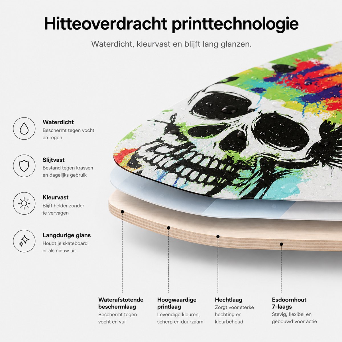 Suotu Skateboard - 80x20cm - ABEC-9 - 95A - schokabsorptie - Jongens - Meisjes - Volwassenen Skateboards — afbeelding 3
