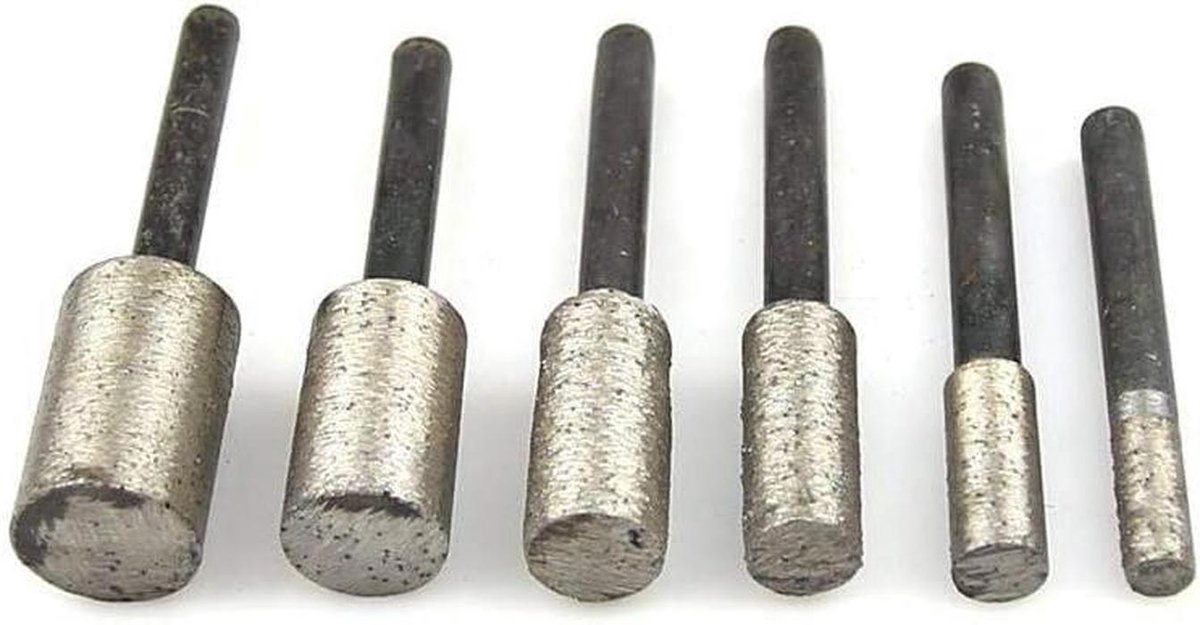 Diamant Slijpkop Set - Gereedschap Bits - Metaal Bewerken - Gesinterde Diamant - 6 mm Schacht - Zilver