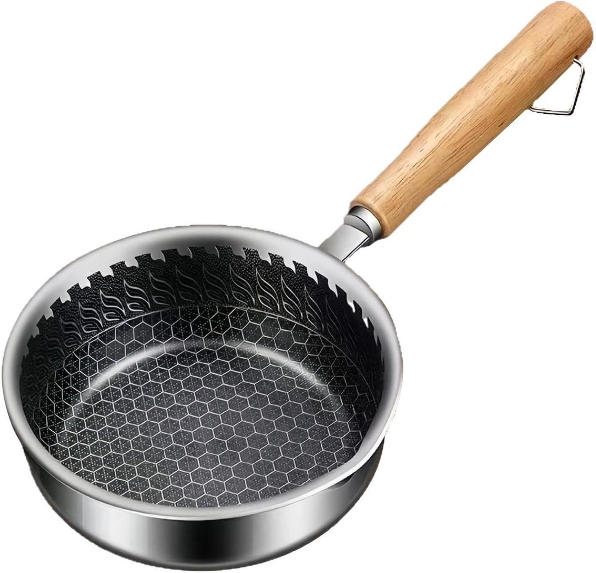 Roestvrijstalen Kookpan - Kleine Koekenpan - Ontbijt Bereiden - Krasvast Ontwerp - 14 cm - Zilverkleurig