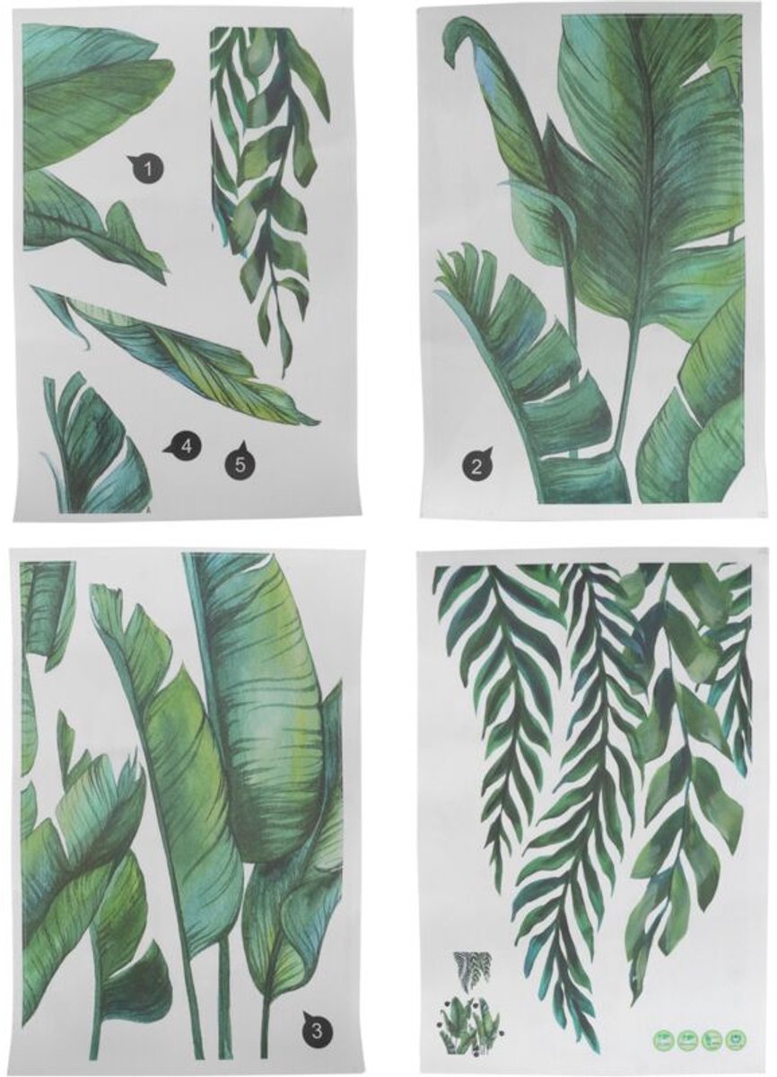 Muurstickers geschikt voor groene plantenmotieven, geschikt voor het decoreren van kinderkamers, babykamers, woonkamers en kantoren.