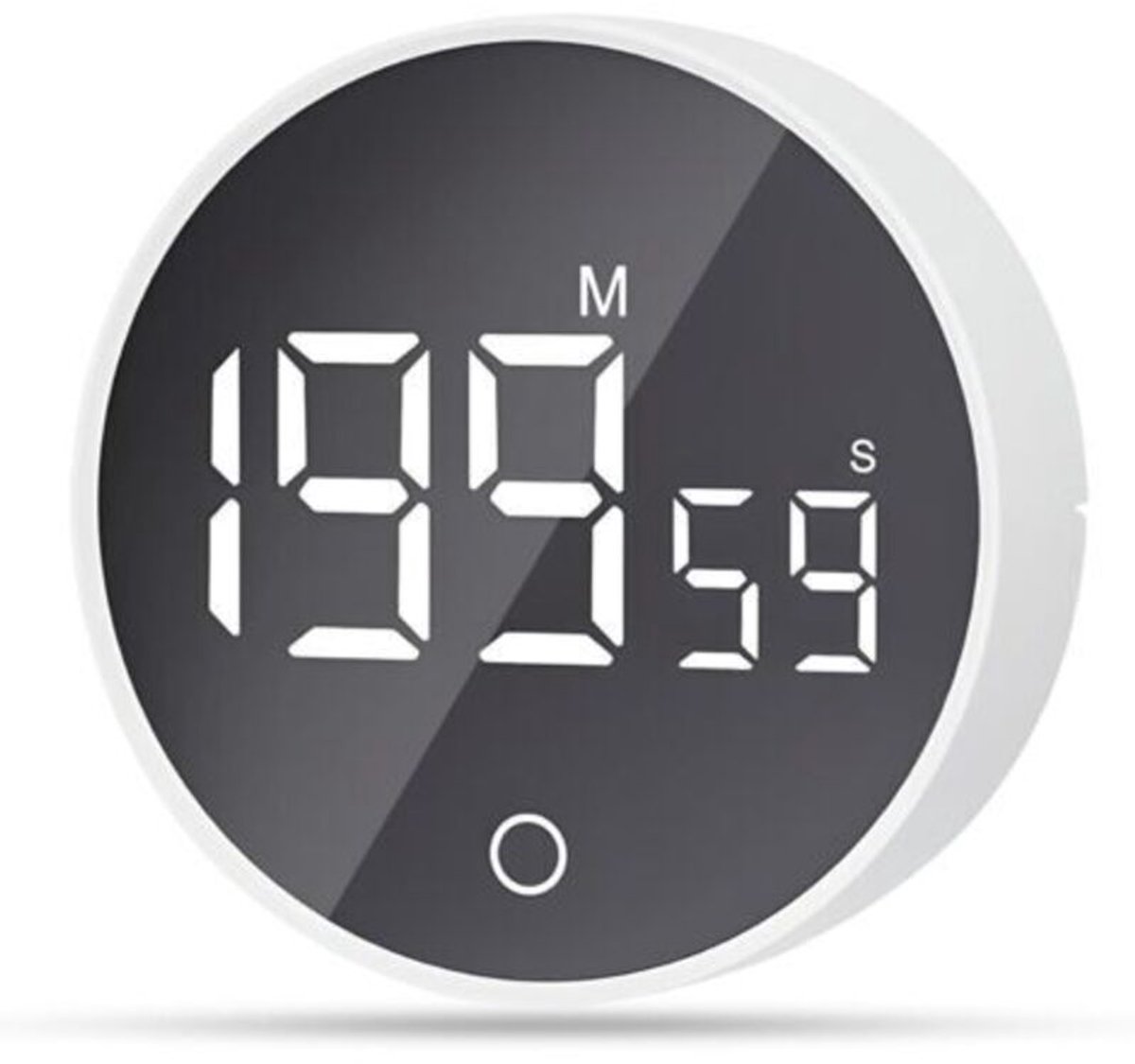 Magnetische visuele timer, 60 minuten aftelfunctie, instelbaar volume in 3 standen, korte timerfunctie, groot LED-display - wit.