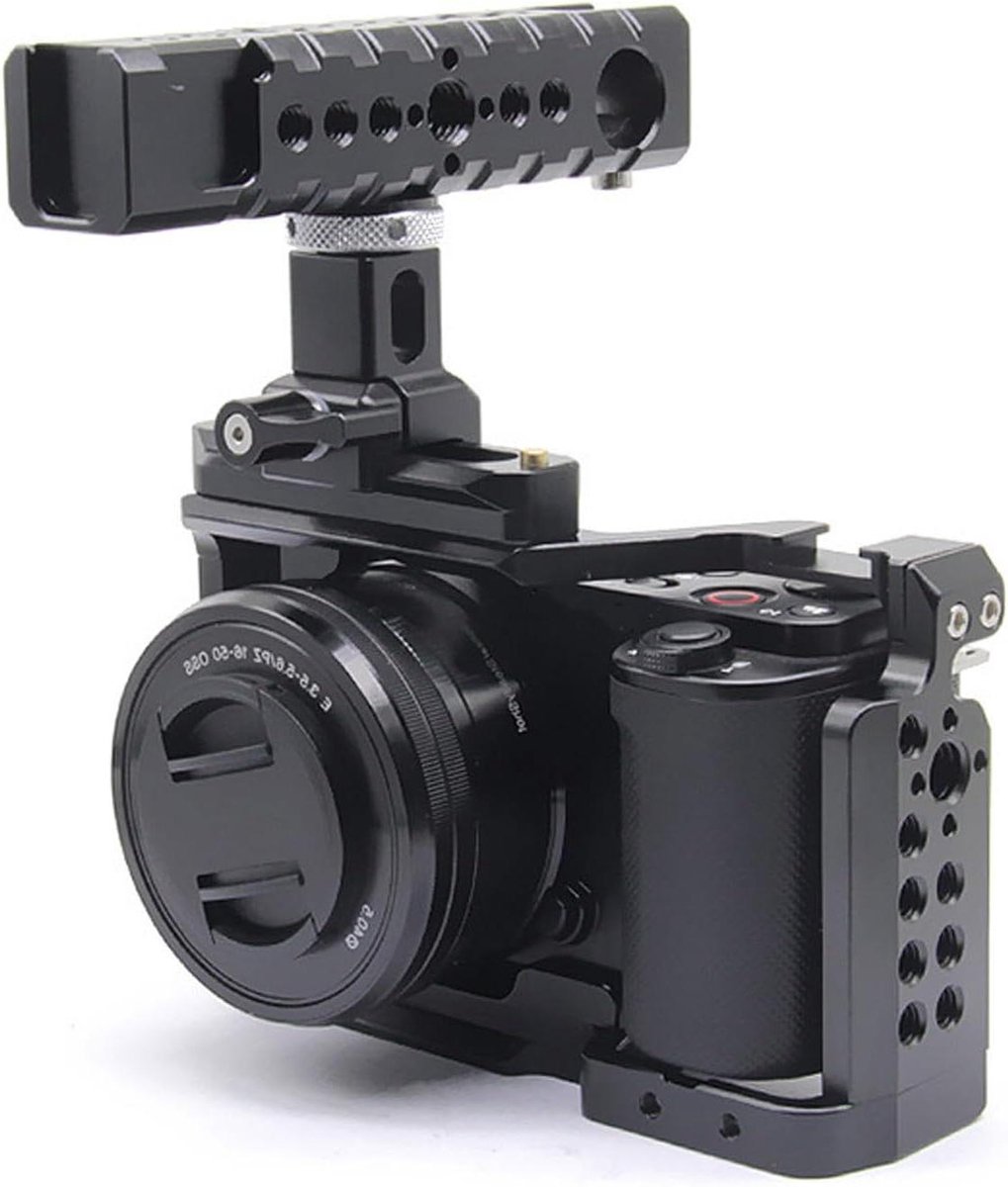 Camera Handgreep - Top Grip - Stabiliseren Video - Verstelbare Schuifregelaar - 1/4 3/8 Schroefgat - Zwart
