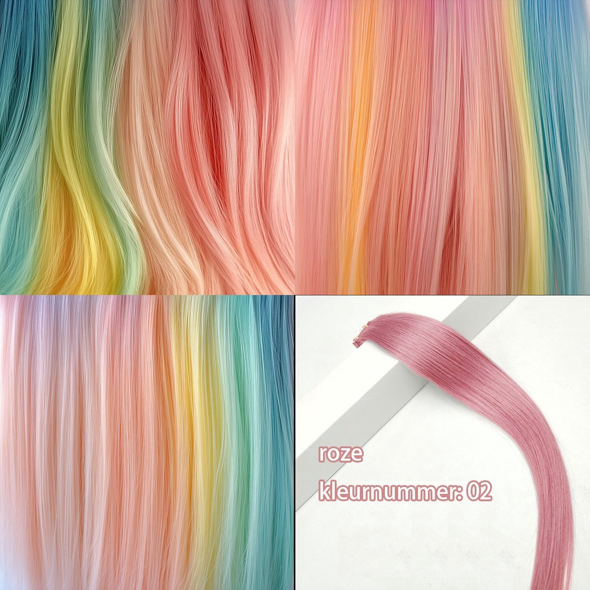Learnlogic 9 delige set clipon haarextensies voor meisjes cadeau voor meisjes verjaardagscadeau volwassenen Speelgoed voor meisjes 55 cm Regenboogkleuren geschikt voor rollenspellen vakantiecadeaus makeup rekwisieten voor optredens