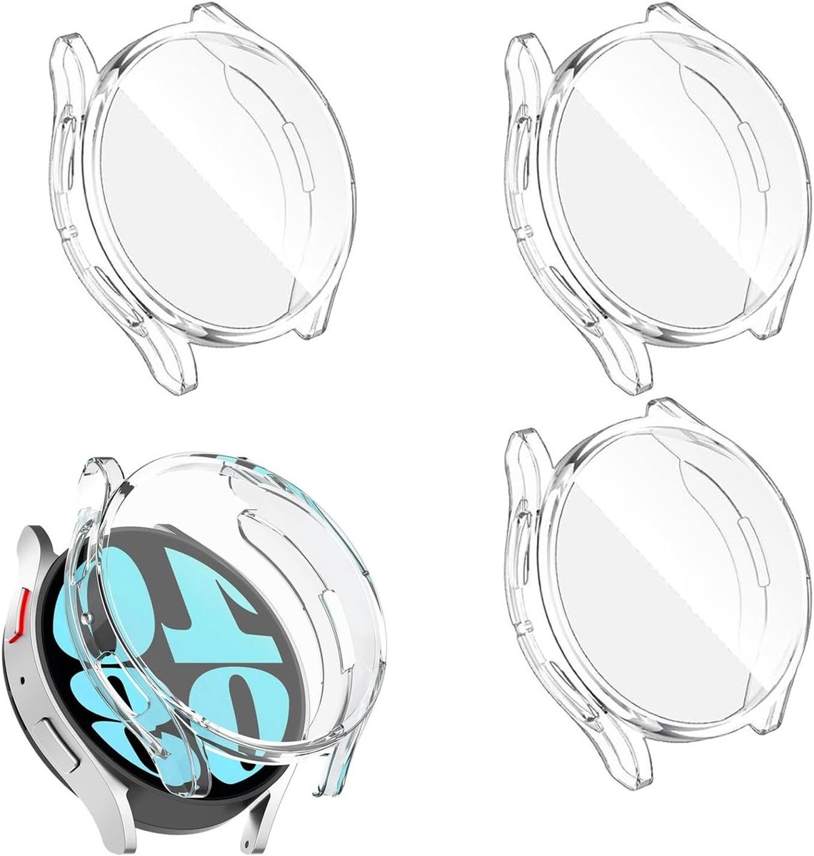 Set van 3 Beschermhoezen voor 44 mm Smartwatch - Schokbestendig, Krasbestendig en HD Tempered Glass Bescherming