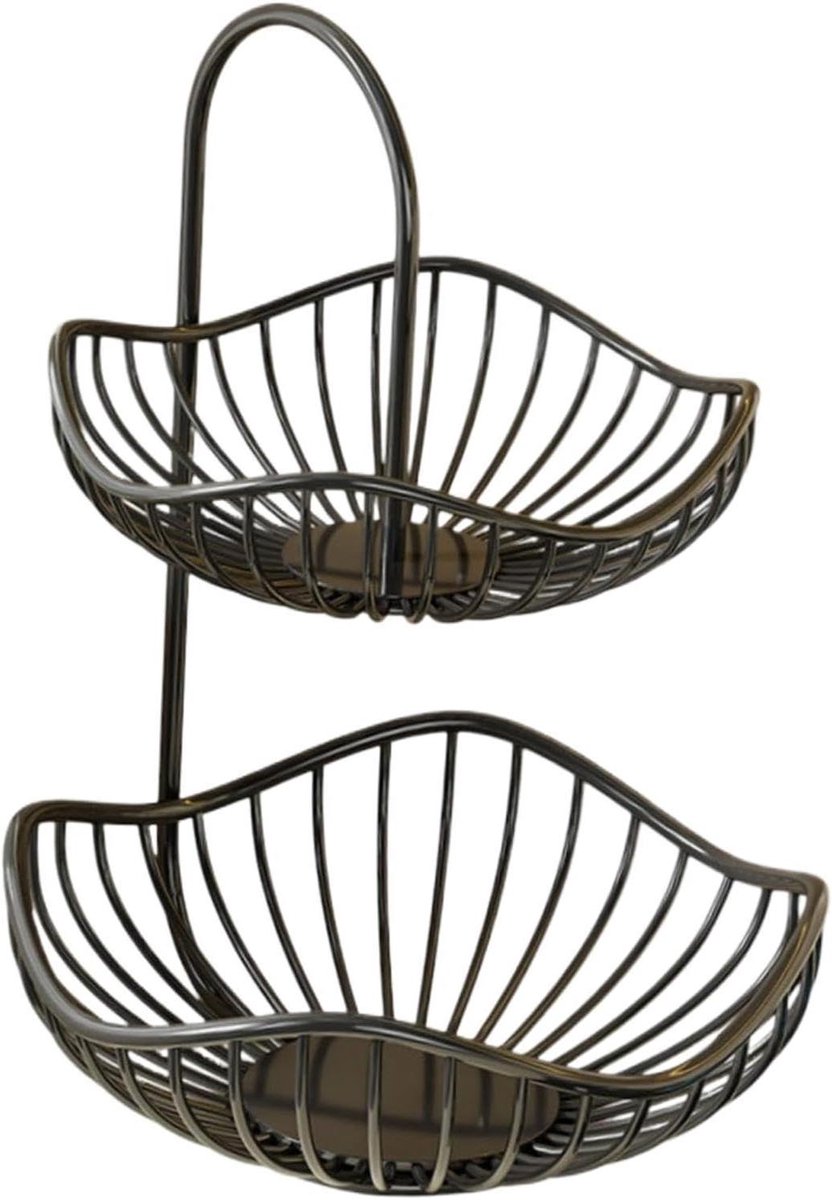 Metalen Rekje - Opbergrek - Keuken Organiseren - Tweelaags Ontwerp - 37.8cm Lengte - Zwart