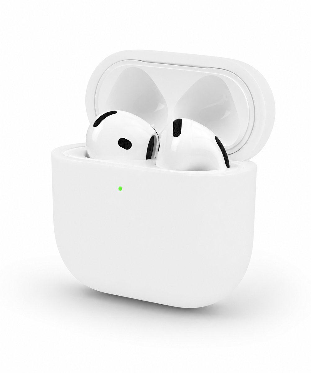 Enluxe Case geschikt voor Airpods 4 – Wit - Premium Siliconen Hoesje, Valbescherming & Spatwaterdicht, Draadloos Opladen Compatibel