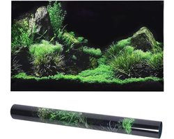 3D PVC Aquarium Achtergrond Poster met Waterplanten en Zeebodem - Zelfklevende Decoratie voor Aquaria (61 x 30 cm)