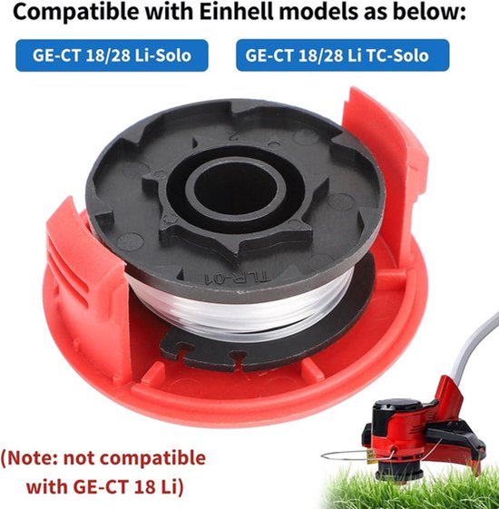 Gazontrimmer accessoires - Draadspoel voor grastrimmer Einhell GE-CT 18/28 Li - Reserveonderdelen - Draadspoel met spoelafdekking - 6 stuks — afbeelding 2