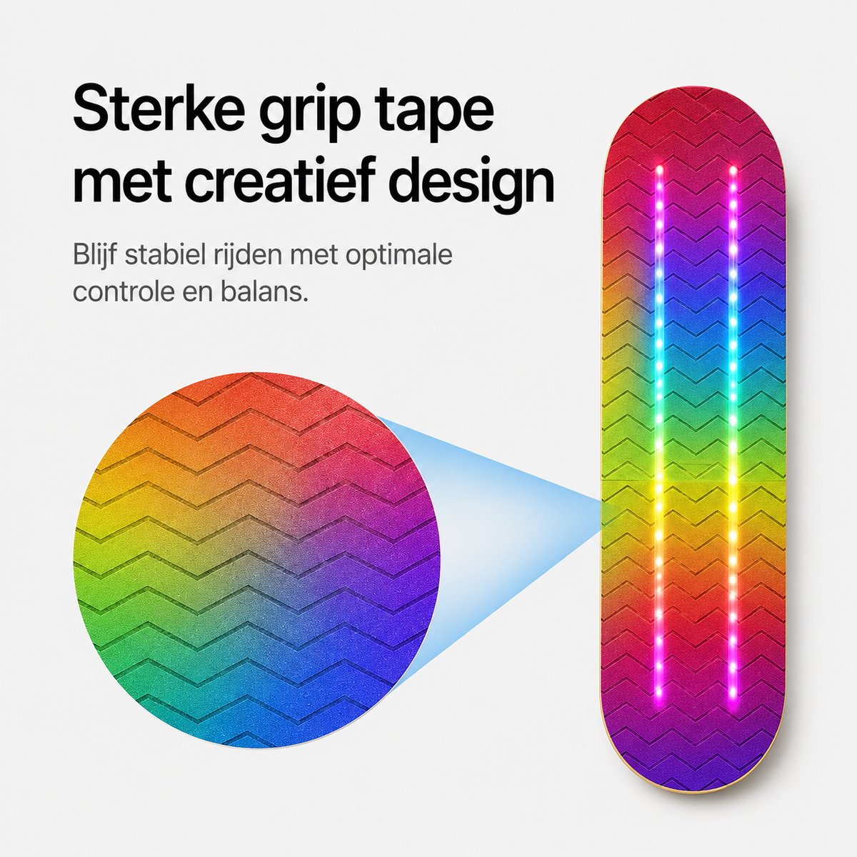Suotu Skateboard met LED Lichtgevend Dek & Wielen - 80x20cm - ABEC-9 - 95A - Schokabsorptie - Jongens - Meisjes - Volwassenen Skateboards - Gekleurde pijlen — afbeelding 2