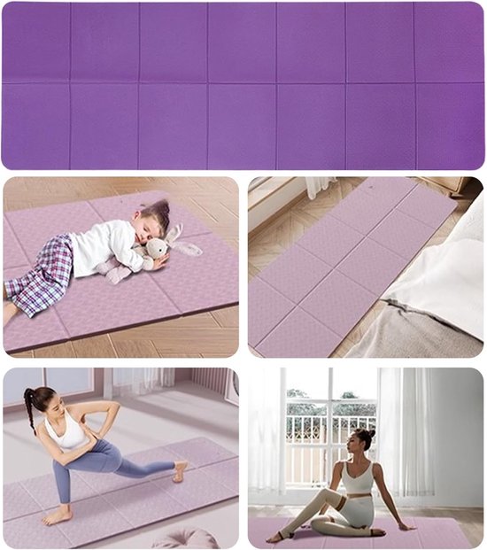 Opvouwbare Yogamat - Fitnessmat Outdoor - Sporten Buiten - Schokabsorberend Ontwerp - 183 x 61 cm - Lila — afbeelding 5