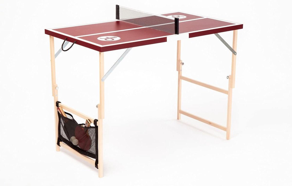 Mini tafeltennistafel - Pingpong tafel - Indoor outdoor plezier - Gemaakt in Oostenrijk - 105 x 60 cm - Bordeaux
