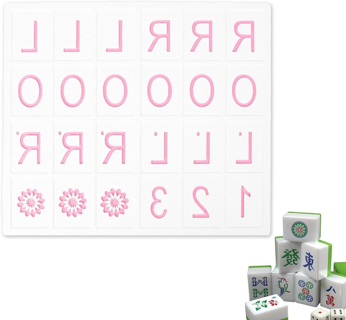 Mahjong Oefenbord - Stenen Set - Solo Spel - Compact Ontwerp - 18.5 x 16 cm - Roze