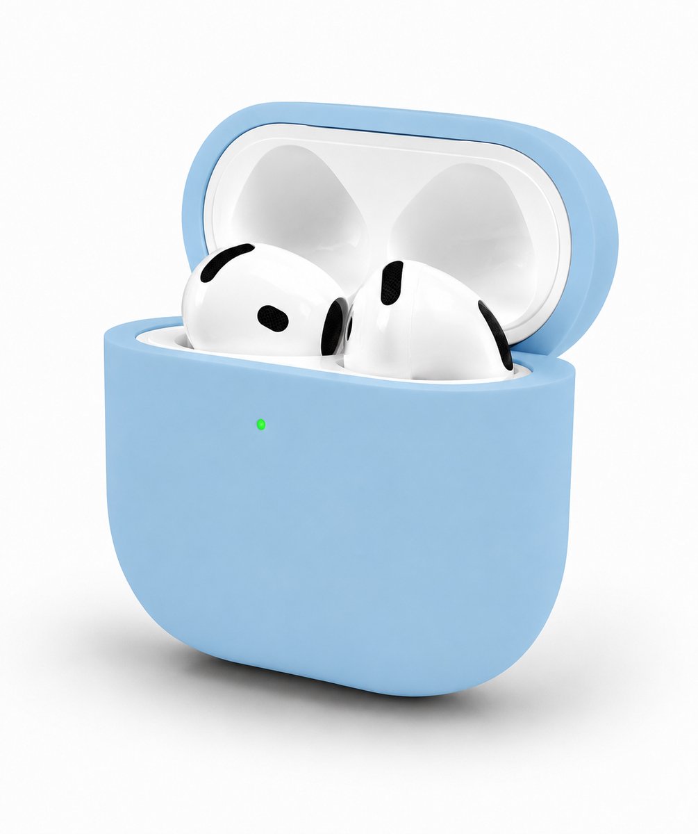 Enluxe Case geschikt voor Airpods 4 – Baby Blauw - Premium Siliconen Hoesje, Valbescherming & Spatwaterdicht, Draadloos Opladen Compatibel