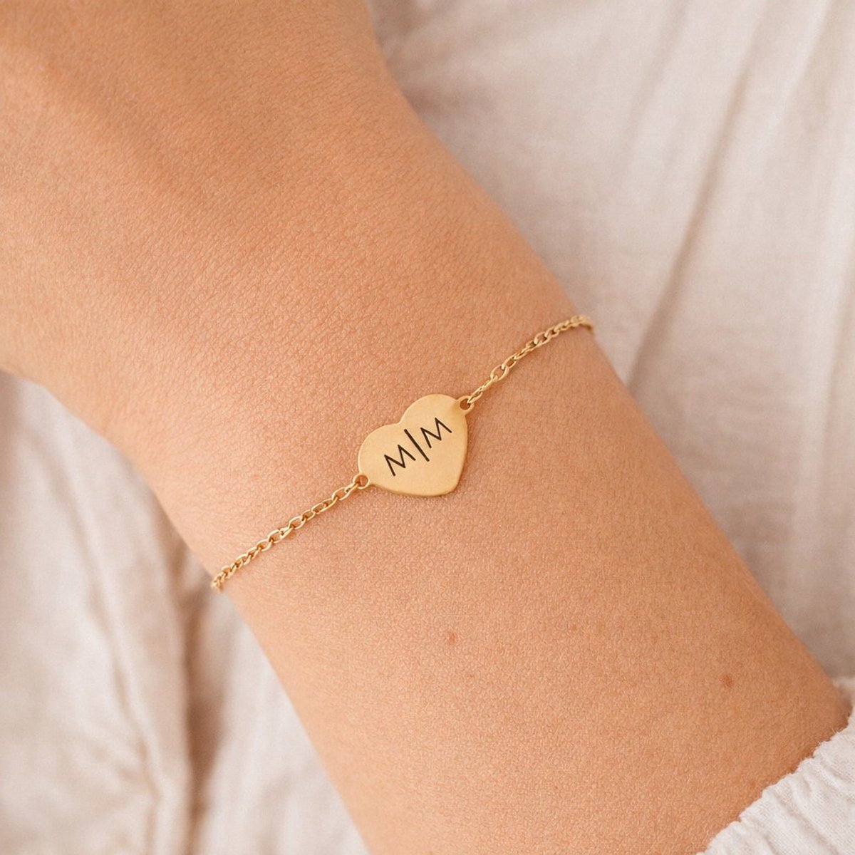 Hart Armband met 2 Initialen Goud