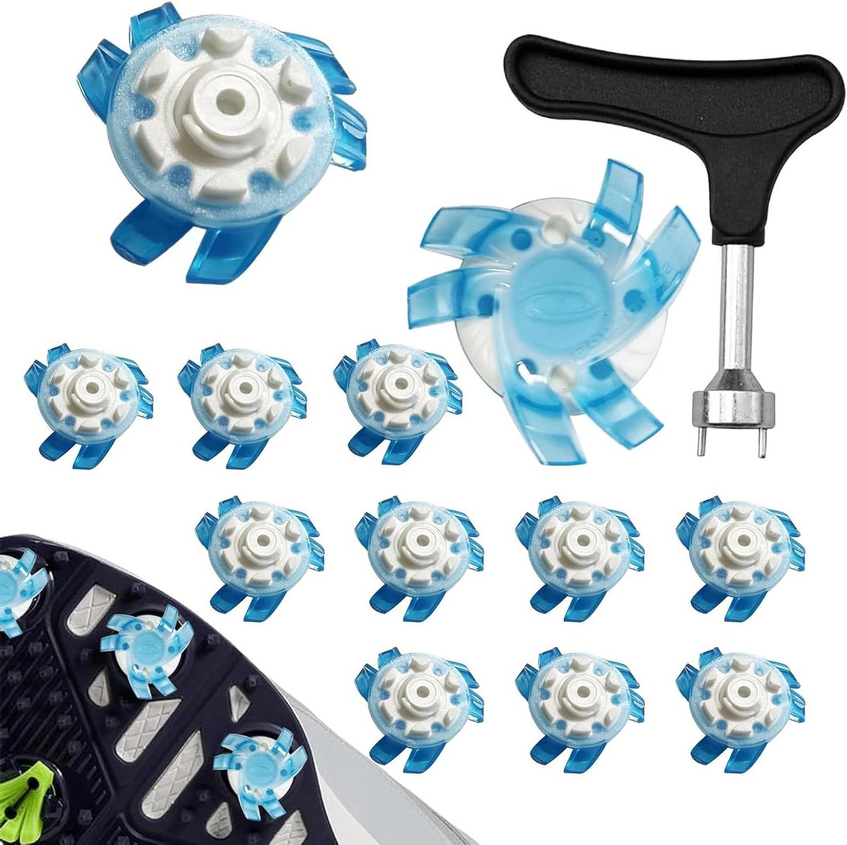 Golfschoen Spikes - Noppen Schoenplaatjes - Golfen Stabiliteit - Universeel Ontworpen - 12 Stuks - Blauw