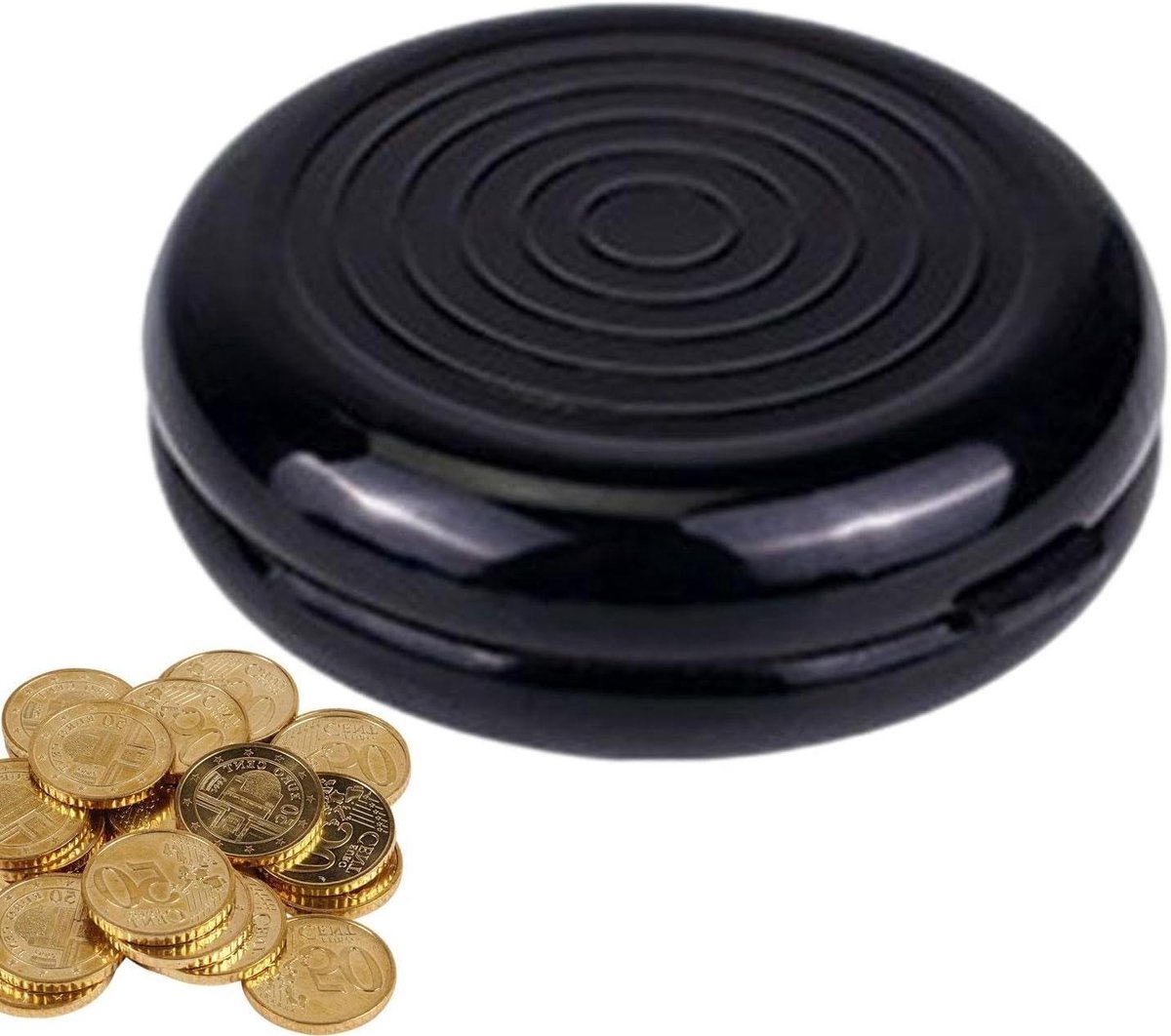 Aluminium Muntendoos - Geld Sorteerder - Munten Opbergen - Gegolfd Stofdicht - 83 x 27 mm - Zwart