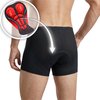 Sous-vêtement de cyclisme noir en mesh pour homme avec peau de chamois en gel. Vue agrandie de la peau de chamois.