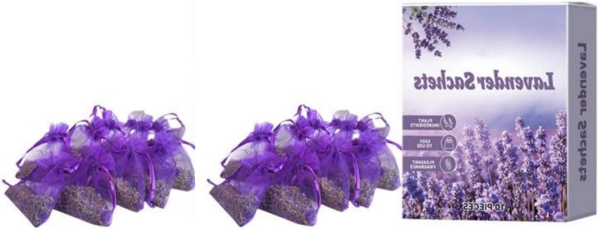 Lavendel bloemen sachets - Geurzakjes kleding - Kleding opfrissen - Natuurlijke geur - 20 stuks - Paars