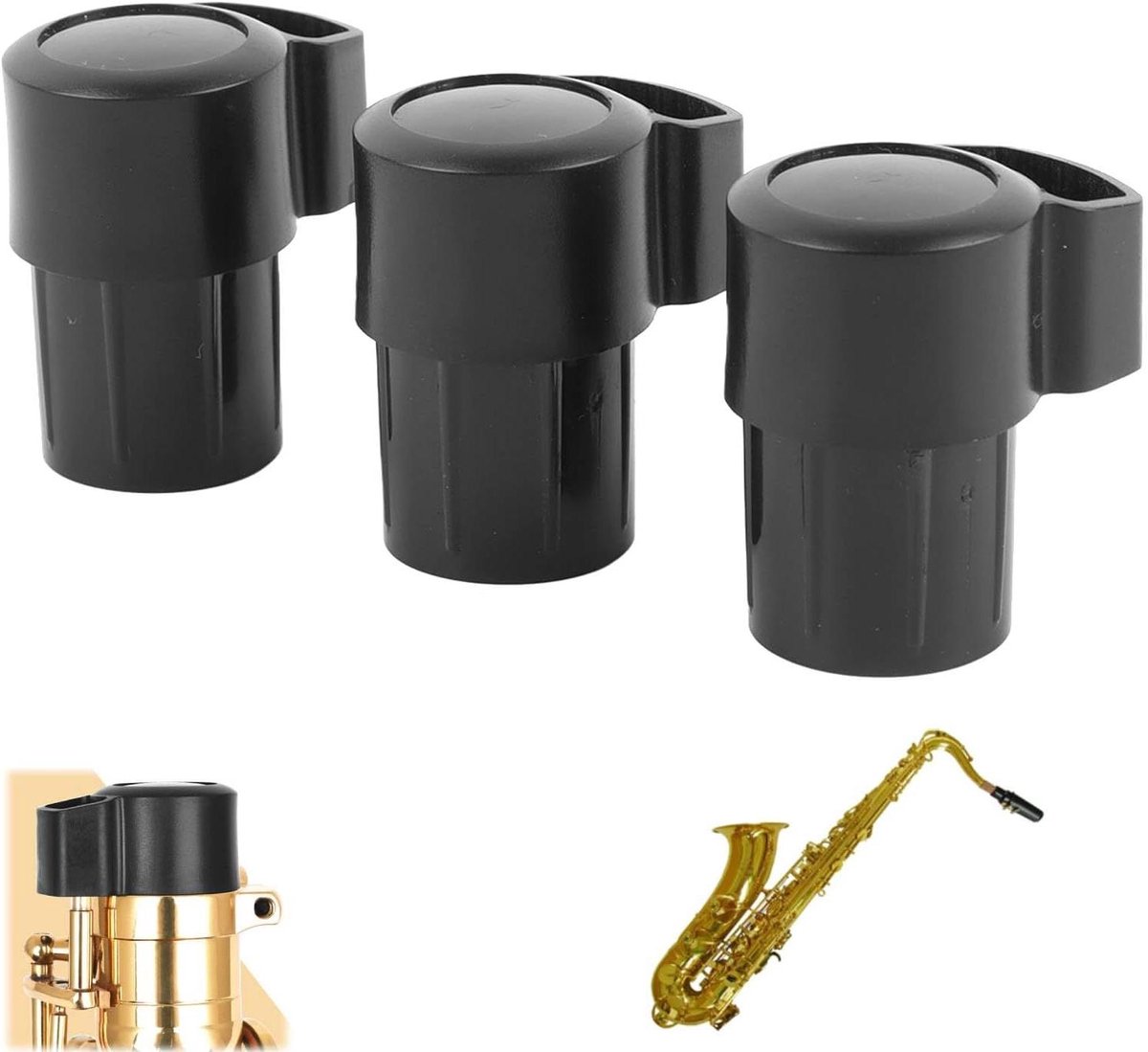 Saxofoon Stekkers - Hals Beschermers - Muziekinstrument Onderhoud - Set van 3 - ABS Plastic - Zwart