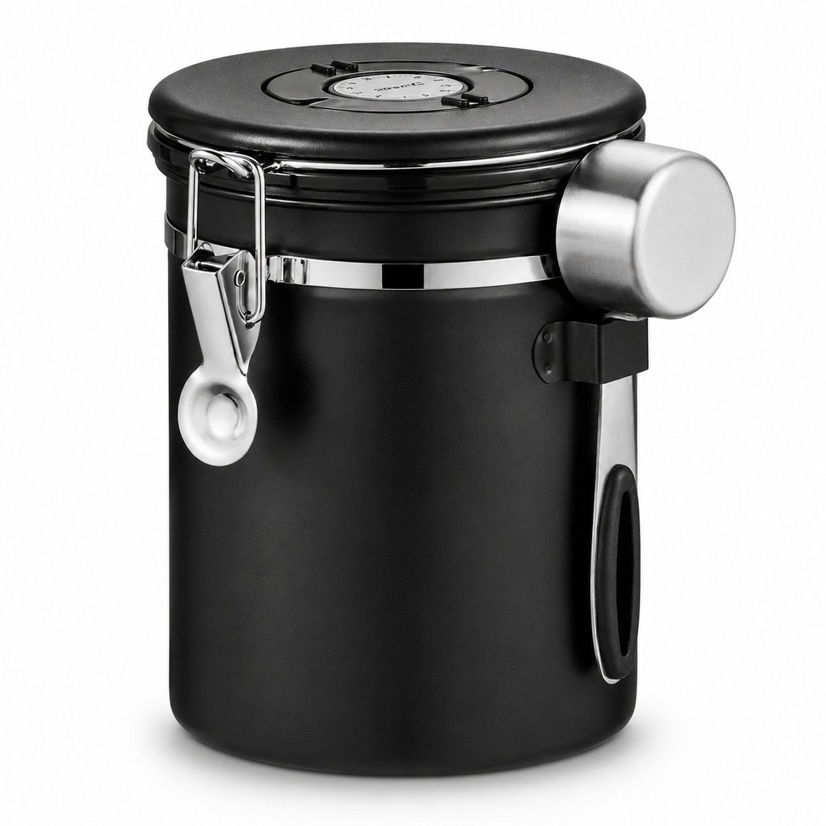 My Green Deal – RVS Koffie Bewaarbus 1,8L Zwart – Koffie Bewaarpot – Koffieblik – Luchtdichte Koffie Bewaarbus – Met Versheidsventiel