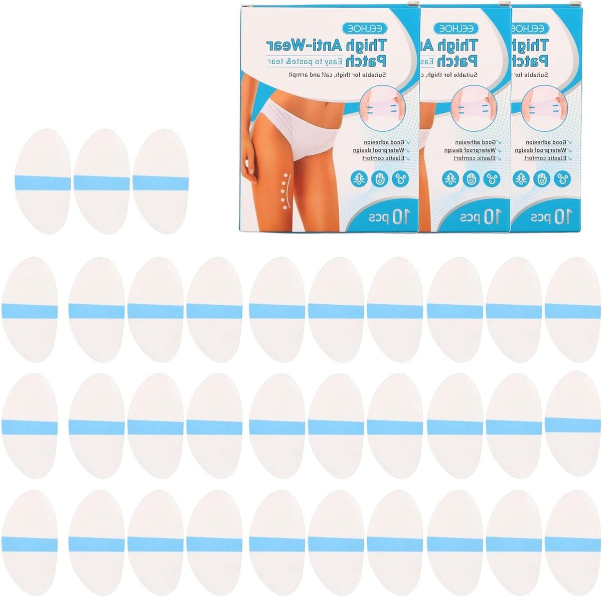 Anti-wrijving Pads voor Thighs - 30 Stuks Bescherming tegen Schuren, Onzichtbare Plakstrips voor Dijen en Kuiten, Comfortabele Thigh Tape voor Vrouwen