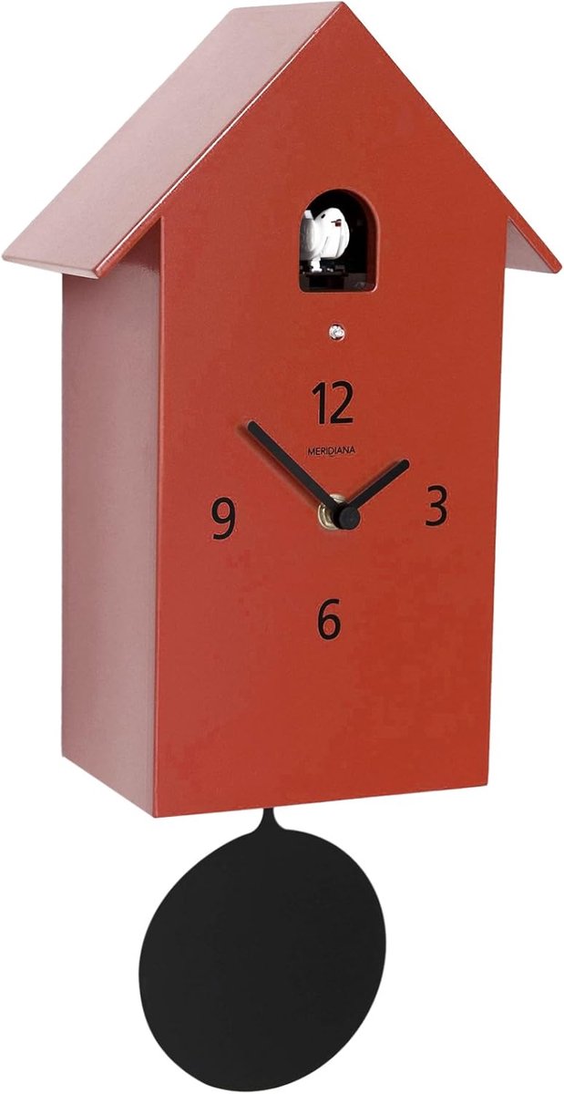 Diamantini & Domeniconi Meridiana 217 Cuckoo Clock, hout / kleur rood / koekkoeksklok met lichtsensor / geluidsregelaar / Italiaans Design
