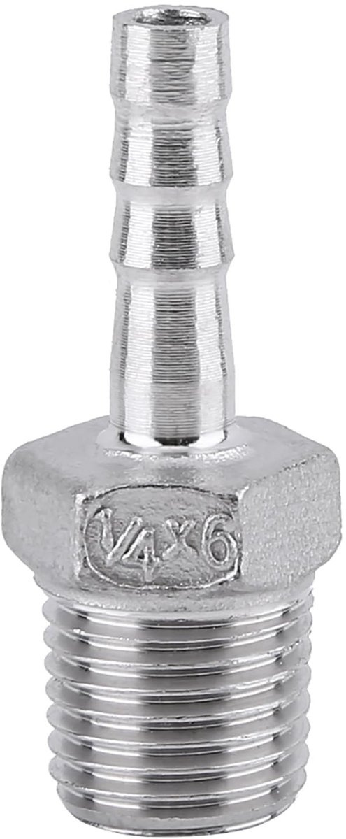 Dailygoods- Slangpilaar Roestvrij Staal SS304 - Slangkoppeling - Slangstuk - Pijpfitting - Barb Connector - Voor Water/Gas/Vloeistoffen