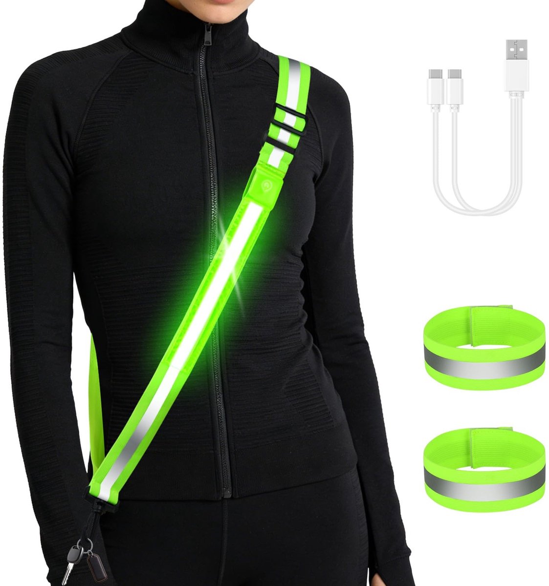 Dailygoods - Reflecterende Glow-in-the-Dark Crossbody Band en Polsbanden