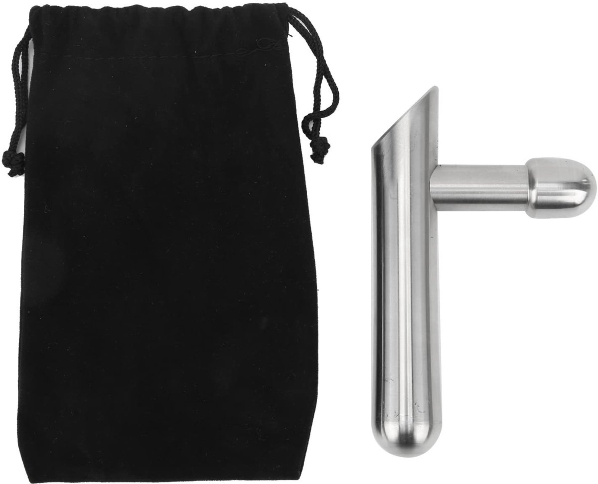 Dailygoods- Drukmassagestaaf Roestvrij Staal - T-Stang Massagegereedschap - Diep Weefsel - Triggerpunten - Inclusief Opbergtas - 11,9 cm