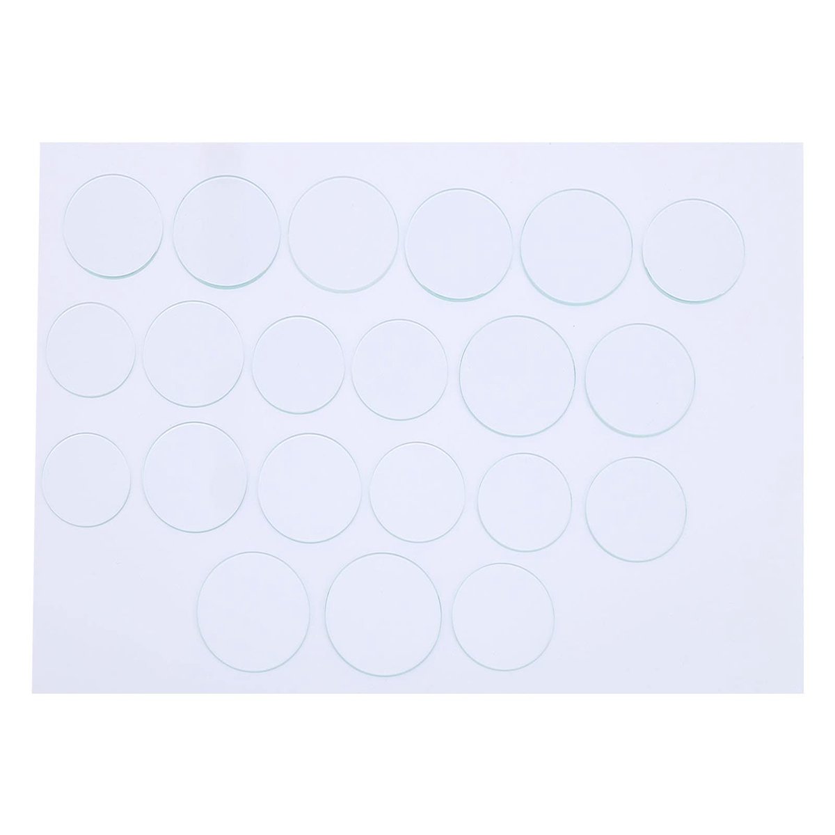 Dailygoods- Horloge Glas Platte Lenzen Set - Mineraalglas - 21 Stuks - Dikte 1,2 mm - Diameter 35-45 mm - Geschikt voor Horlogemaker - Horlogelens