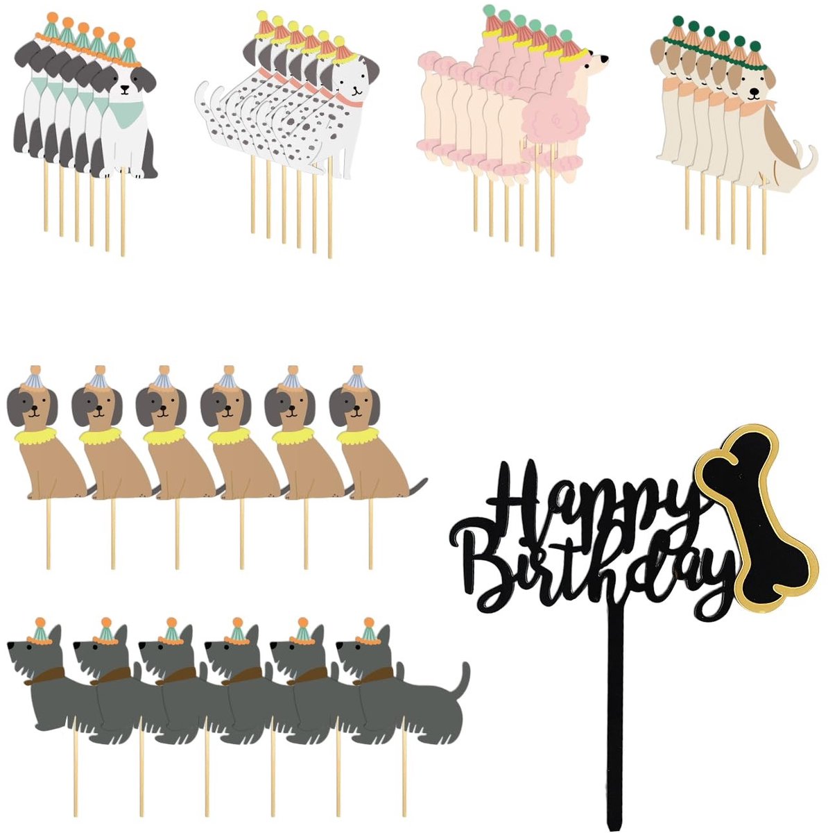 Dailygoods- Cakeversiering 36 Hondenvlaggen - Cake decoratie