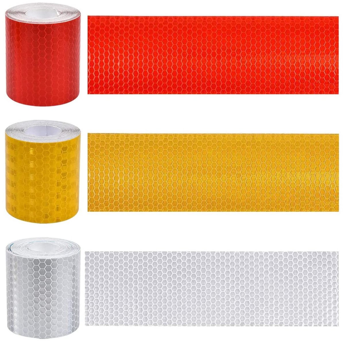 Dailygoods- Reflectorband 3 Rollen - Zelfklevend - Waterdicht - Antislip - Honingraatpatroon - Voor Voertuigen/Bikes - Reflectietape