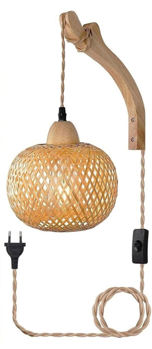 CLVP® Wandlamp Binnen met Snoer - Wandlamp met Stekker voor Binnen - met Dimbare Schakelaa