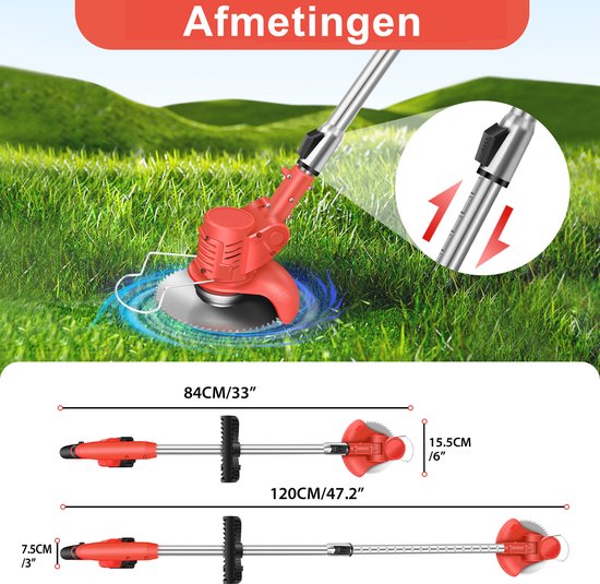ELEKTRISCHE GRASTRIMMER - Lichtgewicht Onkruidsnijder met Verwisselbare Messen, Beschermuitrusting & Lange Levensduur Accu voor Thuis Tuin — afbeelding 4