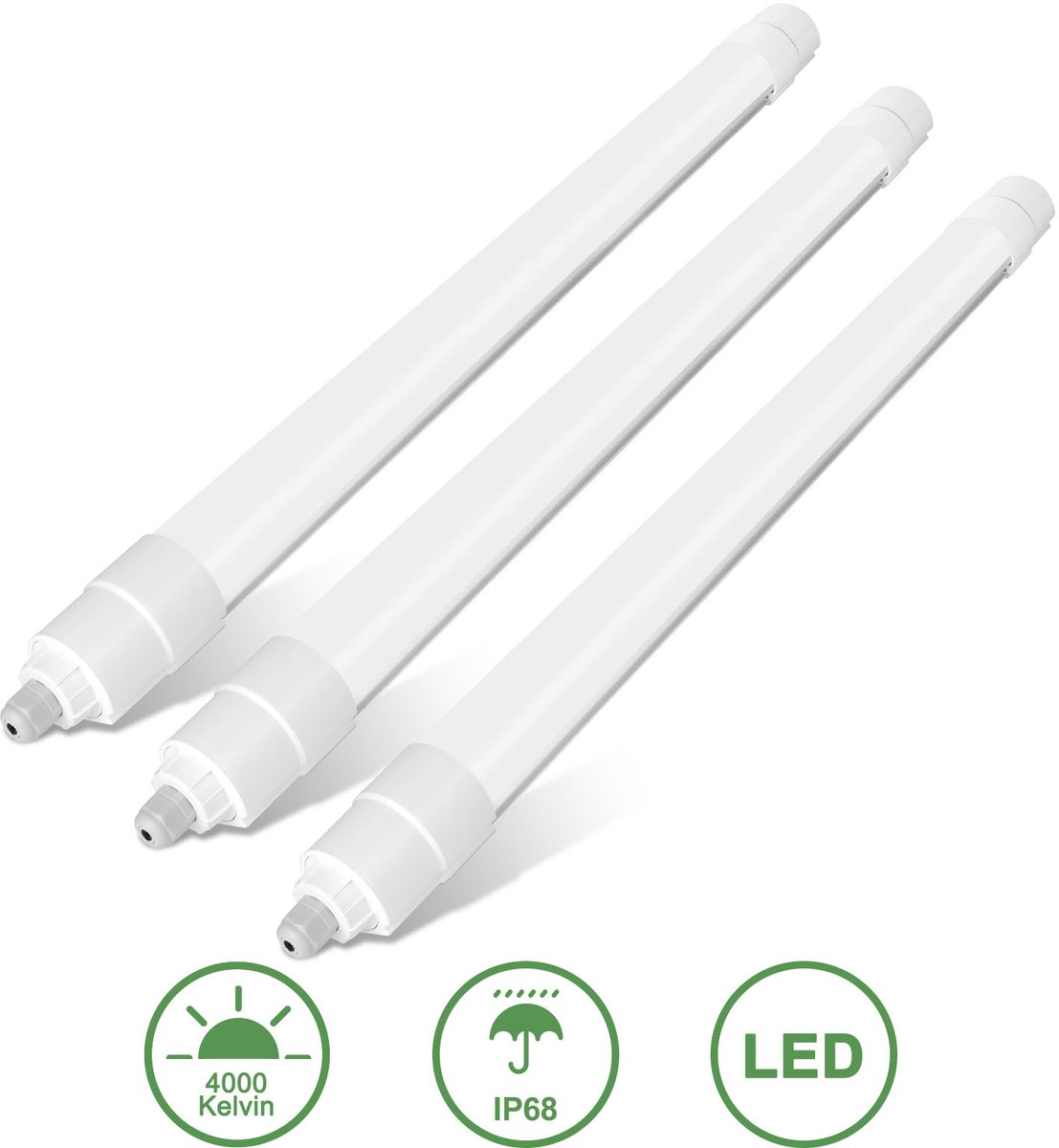 Oraymin 3x IP68 LED TL Buislamp 60cm 20W 2200LM 4000K - Garage Werkplaats LED Verlichting Koppelbaar