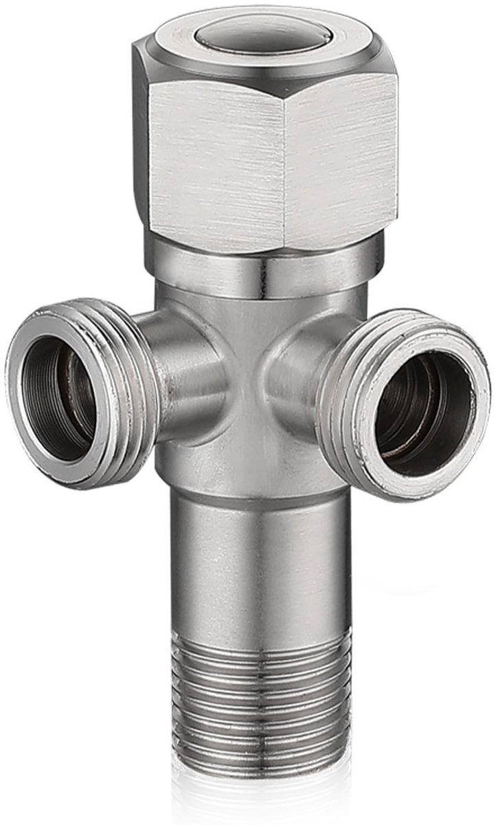 Dailygoods- Hoekventiel 1/2 inch - Universeel Ventiel - Dubbel Ventiel - Roestvrij Staal - Waterverbinding - Eenvoudige Installatie - Waterkraan