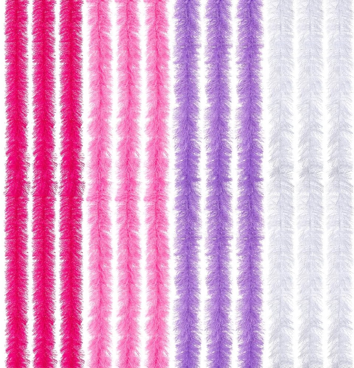 Dailygoods- Veren Boa 12 Stuks - Kunstmatige Veren - Decoratieve Accessoires - Polyester - 4 Kleuren - Voor Bruiloft/Kostuum - Decoratieboa