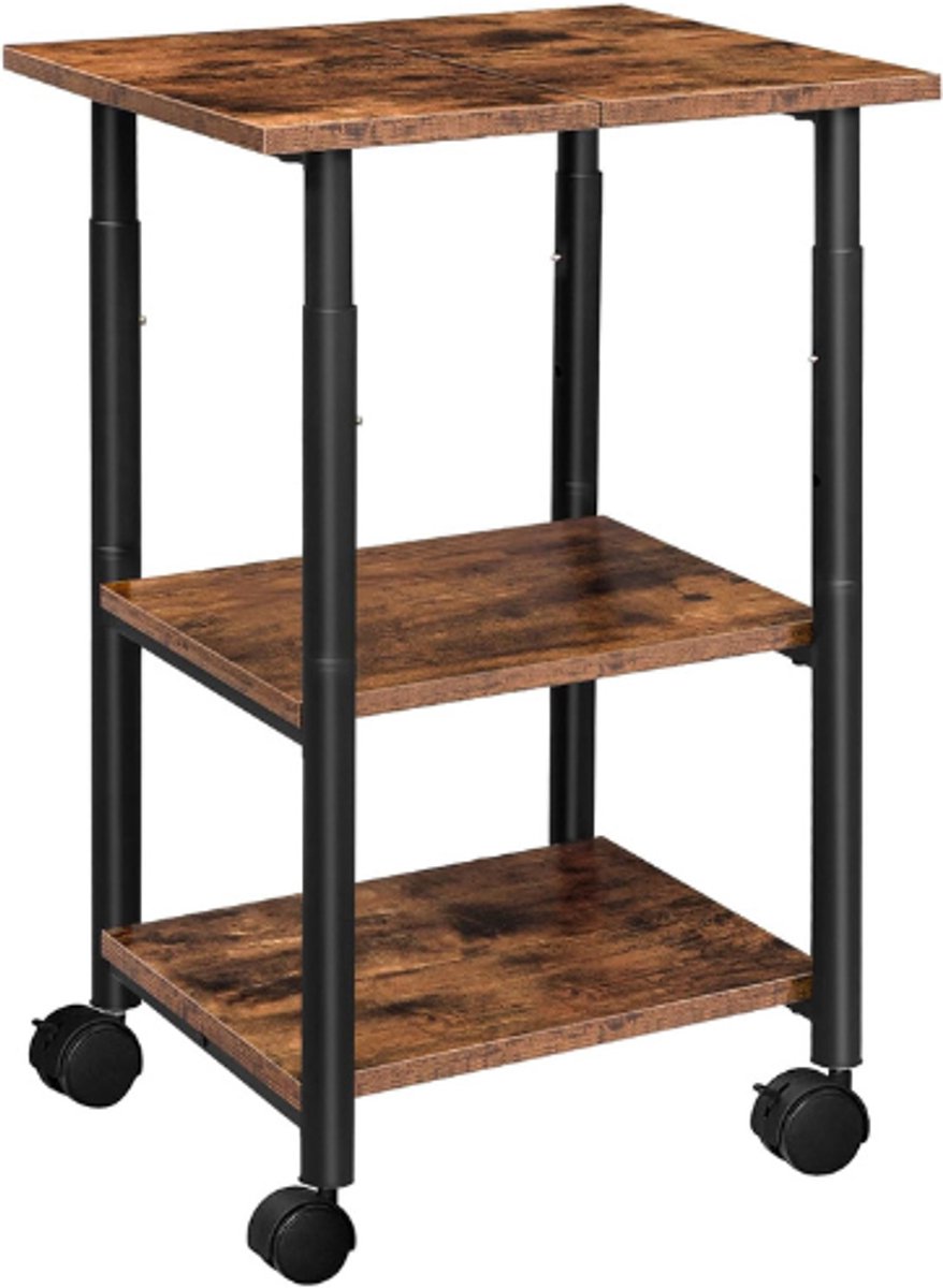HOOBRO Printertafel Printerwagen Met 3 Niveaus In Hoogte Verstelbaar Mobiele Bureau Opbergkast Voor Printer Kantoor Thuis En School 48,5x40x67 Cm