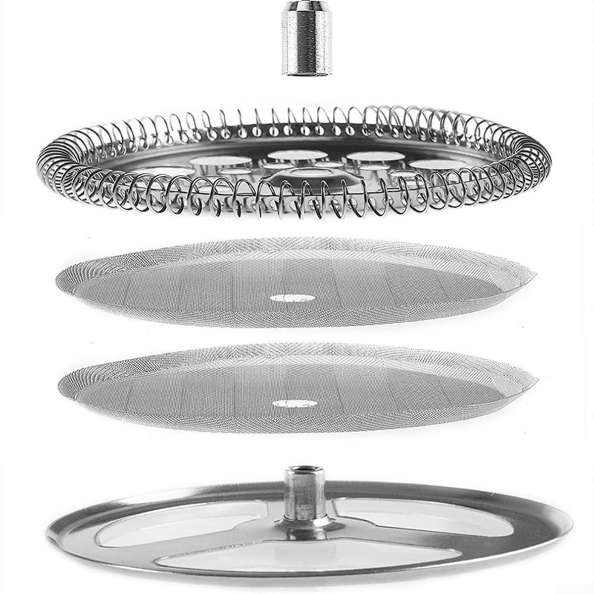 Dailygoods- Mesh Filters - 4 Stuks - Roestvrij Staal - Effectieve Filtering - Geschikt voor Franse Pers - Eenvoudig te Reinigen - Koffiefilters