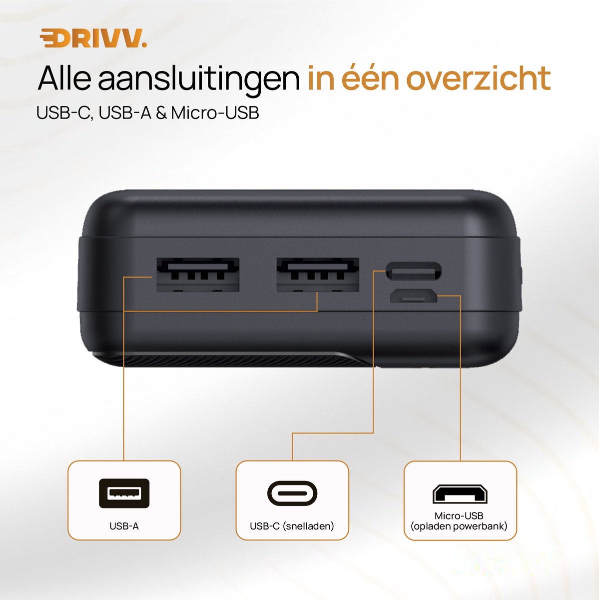 Drivv. Powerbank 20000 mAh Zwart - afbeelding 2